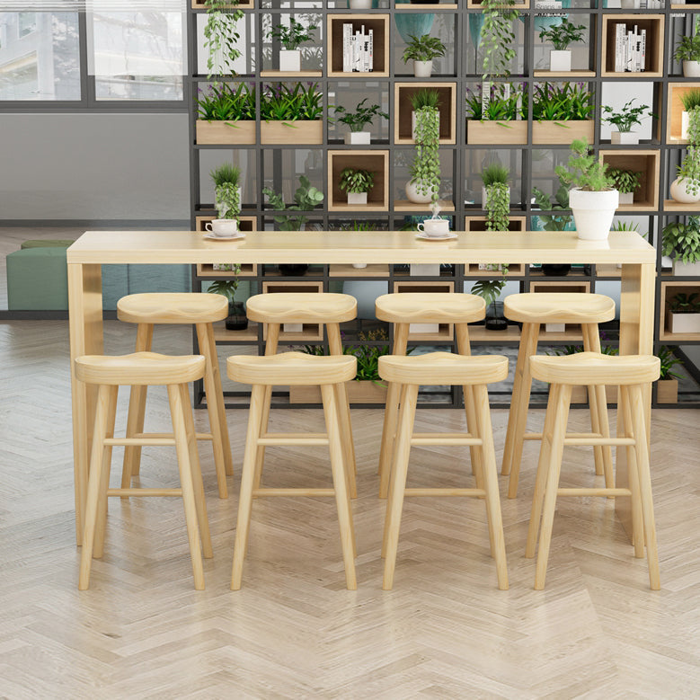 Industrial Style Bar Table Solid Wood Light Brown Milk Tea Shop Casual Bar Table 86.6"L x 15.7"W x 41.3"H Without Chairs Clearhalo 'Bar Furniture' 'Bar Tables' 'bar_tables' 'furn' 'furn_bar_tables' 'Furniture' 'furniture_bar_tables' 'Kitchen & Dining Furniture' 4664247
