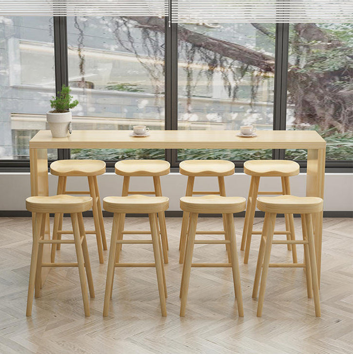 Industrial Style Bar Table Solid Wood Light Brown Milk Tea Shop Casual Bar Table Clearhalo 'Bar Furniture' 'Bar Tables' 'bar_tables' 'furn' 'furn_bar_tables' 'Furniture' 'furniture_bar_tables' 'Kitchen & Dining Furniture' 4664254
