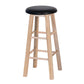 Industrial Style Bar-stool with Wooden Legs Round Seat for Kitchen Bar Black 1 Piece Clearhalo 'Bar Furniture' 'Bar Stools' 'bar_stools' 'furn' 'furn_bar_stools' 'furniture_bar_stools' 'Kitchen & Dining Furniture' 'kitchen&dining_furn' 'kitchen' 'kitchen_furn' Furniture' 4664284