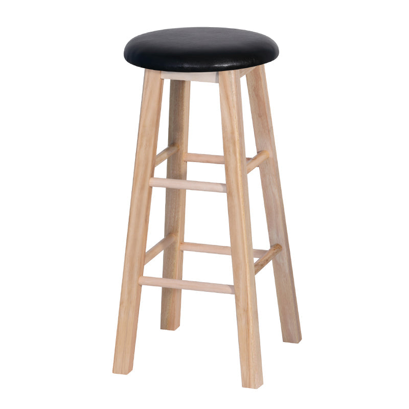 Industrial Style Bar-stool with Wooden Legs Round Seat for Kitchen Bar Black 1 Piece Clearhalo 'Bar Furniture' 'Bar Stools' 'bar_stools' 'furn' 'furn_bar_stools' 'furniture_bar_stools' 'Kitchen & Dining Furniture' 'kitchen&dining_furn' 'kitchen' 'kitchen_furn' Furniture' 4664284