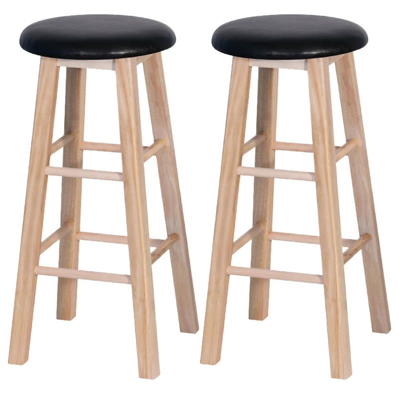 Industrial Style Bar-stool with Wooden Legs Round Seat for Kitchen Bar Black 2 Piece Set Clearhalo 'Bar Furniture' 'Bar Stools' 'bar_stools' 'furn' 'furn_bar_stools' 'furniture_bar_stools' 'Kitchen & Dining Furniture' 'kitchen&dining_furn' 'kitchen' 'kitchen_furn' Furniture' 4664285
