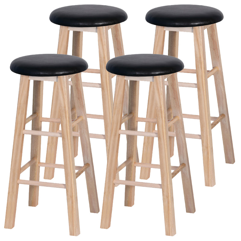 Industrial Style Bar-stool with Wooden Legs Round Seat for Kitchen Bar Black 4 Piece Set Clearhalo 'Bar Furniture' 'Bar Stools' 'bar_stools' 'furn' 'furn_bar_stools' 'furniture_bar_stools' 'Kitchen & Dining Furniture' 'kitchen&dining_furn' 'kitchen' 'kitchen_furn' Furniture' 4664288