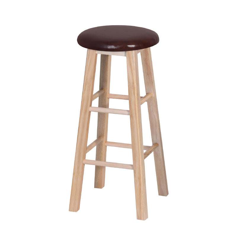 Industrial Style Bar-stool with Wooden Legs Round Seat for Kitchen Bar Brown 1 Piece Clearhalo 'Bar Furniture' 'Bar Stools' 'bar_stools' 'furn' 'furn_bar_stools' 'furniture_bar_stools' 'Kitchen & Dining Furniture' 'kitchen&dining_furn' 'kitchen' 'kitchen_furn' Furniture' 4664290