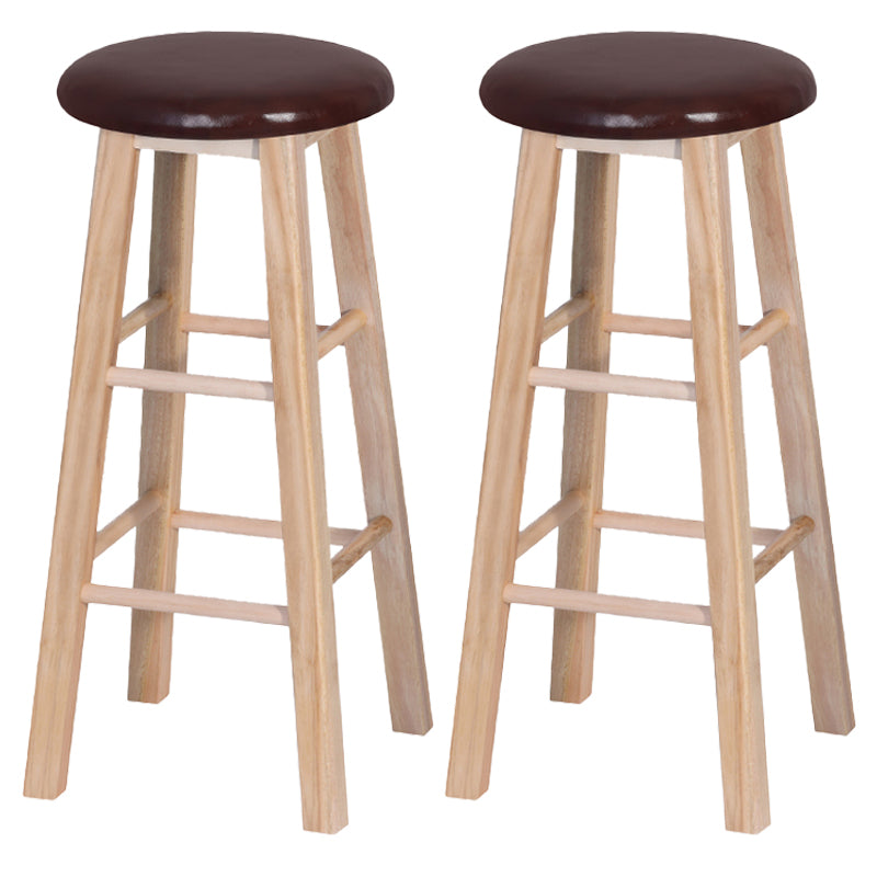 Industrial Style Bar-stool with Wooden Legs Round Seat for Kitchen Bar Brown 2 Piece Set Clearhalo 'Bar Furniture' 'Bar Stools' 'bar_stools' 'furn' 'furn_bar_stools' 'furniture_bar_stools' 'Kitchen & Dining Furniture' 'kitchen&dining_furn' 'kitchen' 'kitchen_furn' Furniture' 4664291