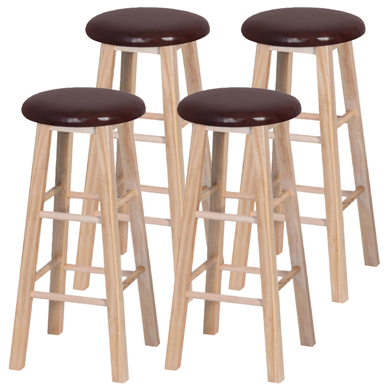 Industrial Style Bar-stool with Wooden Legs Round Seat for Kitchen Bar Brown 4 Piece Set Clearhalo 'Bar Furniture' 'Bar Stools' 'bar_stools' 'furn' 'furn_bar_stools' 'furniture_bar_stools' 'Kitchen & Dining Furniture' 'kitchen&dining_furn' 'kitchen' 'kitchen_furn' Furniture' 4664293