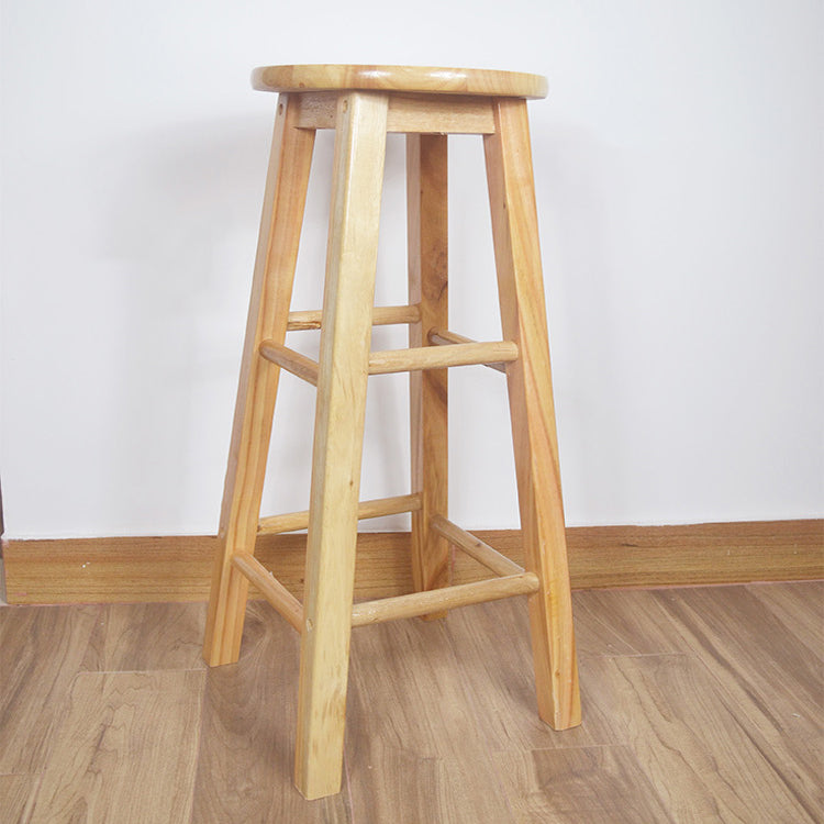 Industrial Style Bar-stool with Wooden Legs Round Seat for Kitchen Bar Clearhalo 'Bar Furniture' 'Bar Stools' 'bar_stools' 'furn' 'furn_bar_stools' 'furniture_bar_stools' 'Kitchen & Dining Furniture' 'kitchen&dining_furn' 'kitchen' 'kitchen_furn' Furniture' 4664296