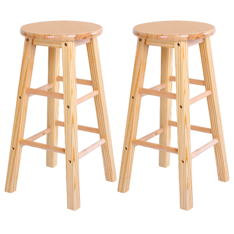 Industrial Style Bar-stool with Wooden Legs Round Seat for Kitchen Bar Natural 2 Piece Set Counter Stool (24"H) Clearhalo 'Bar Furniture' 'Bar Stools' 'bar_stools' 'furn' 'furn_bar_stools' 'furniture_bar_stools' 'Kitchen & Dining Furniture' 'kitchen&dining_furn' 'kitchen' 'kitchen_furn' Furniture' 4664300