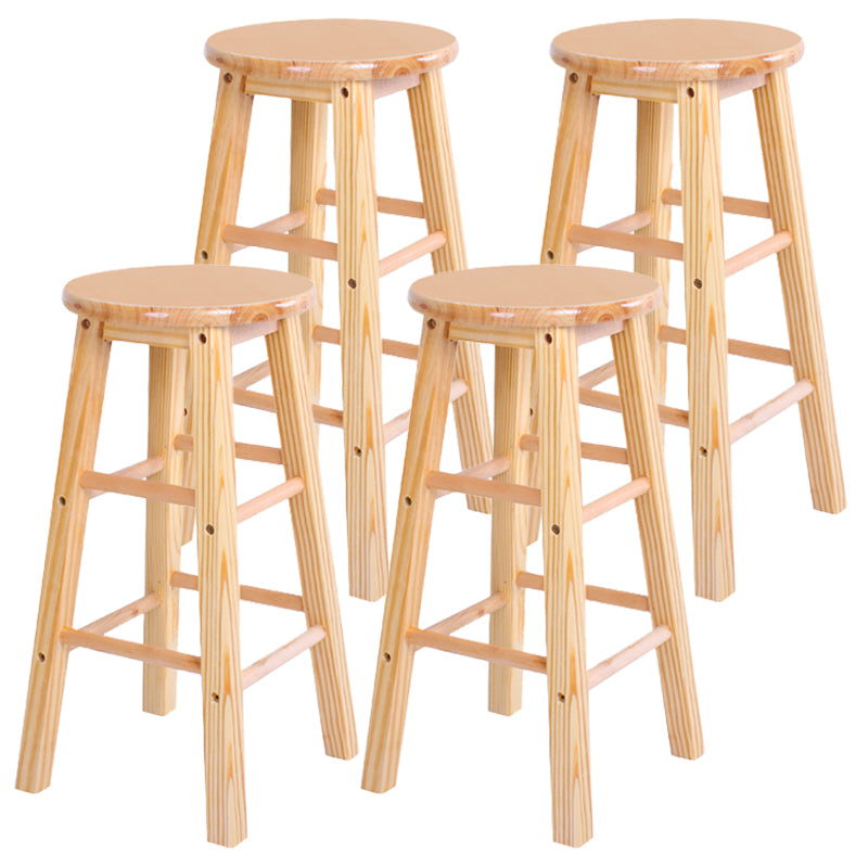 Industrial Style Bar-stool with Wooden Legs Round Seat for Kitchen Bar Natural 4 Piece Set Counter Stool (24"H) Clearhalo 'Bar Furniture' 'Bar Stools' 'bar_stools' 'furn' 'furn_bar_stools' 'furniture_bar_stools' 'Kitchen & Dining Furniture' 'kitchen&dining_furn' 'kitchen' 'kitchen_furn' Furniture' 4664301