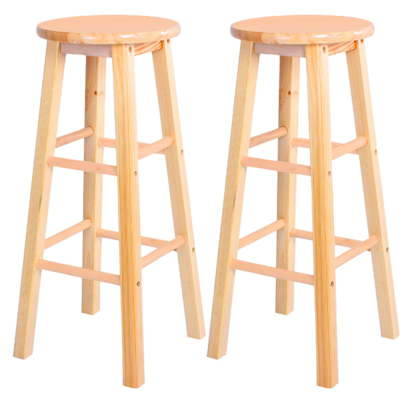 Industrial Style Bar-stool with Wooden Legs Round Seat for Kitchen Bar Natural 2 Piece Set Clearhalo 'Bar Furniture' 'Bar Stools' 'bar_stools' 'furn' 'furn_bar_stools' 'furniture_bar_stools' 'Kitchen & Dining Furniture' 'kitchen&dining_furn' 'kitchen' 'kitchen_furn' Furniture' 4664303
