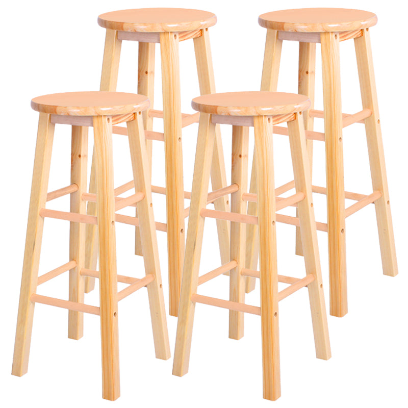 Industrial Style Bar-stool with Wooden Legs Round Seat for Kitchen Bar Natural 4 Piece Set Clearhalo 'Bar Furniture' 'Bar Stools' 'bar_stools' 'furn' 'furn_bar_stools' 'furniture_bar_stools' 'Kitchen & Dining Furniture' 'kitchen&dining_furn' 'kitchen' 'kitchen_furn' Furniture' 4664304