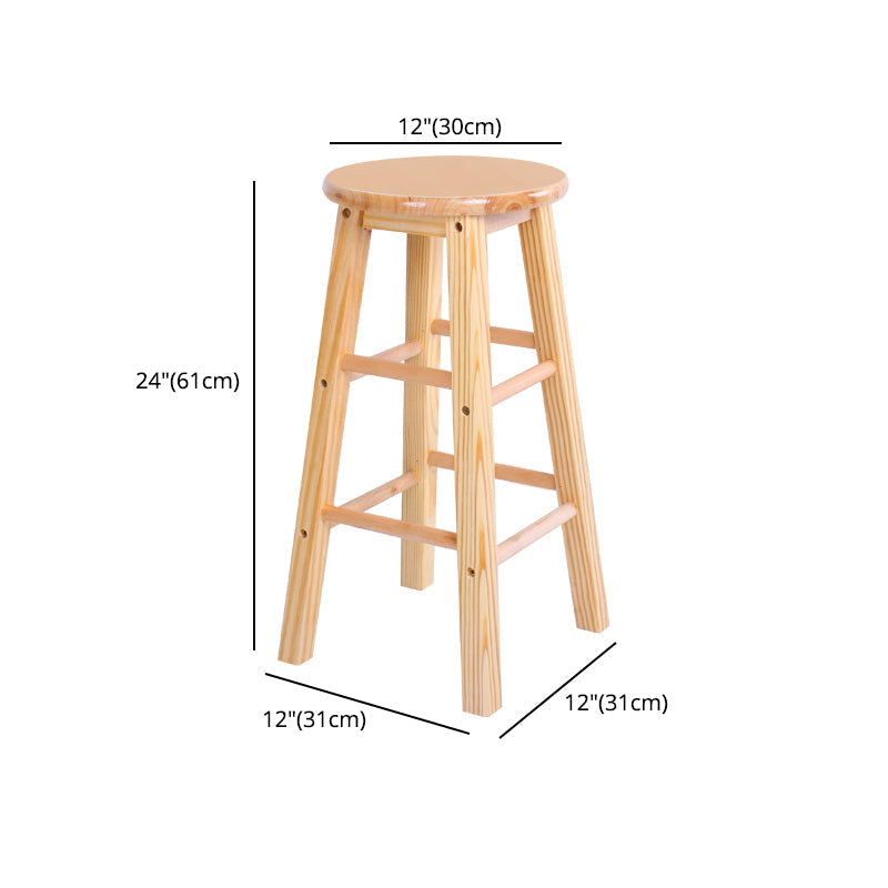Industrial Style Bar-stool with Wooden Legs Round Seat for Kitchen Bar Clearhalo 'Bar Furniture' 'Bar Stools' 'bar_stools' 'furn' 'furn_bar_stools' 'furniture_bar_stools' 'Kitchen & Dining Furniture' 'kitchen&dining_furn' 'kitchen' 'kitchen_furn' Furniture' 4664308