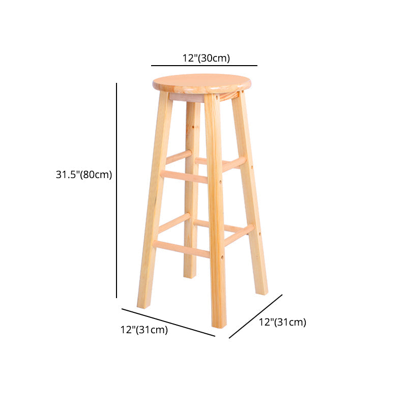 Industrial Style Bar-stool with Wooden Legs Round Seat for Kitchen Bar Clearhalo 'Bar Furniture' 'Bar Stools' 'bar_stools' 'furn' 'furn_bar_stools' 'furniture_bar_stools' 'Kitchen & Dining Furniture' 'kitchen&dining_furn' 'kitchen' 'kitchen_furn' Furniture' 4664310