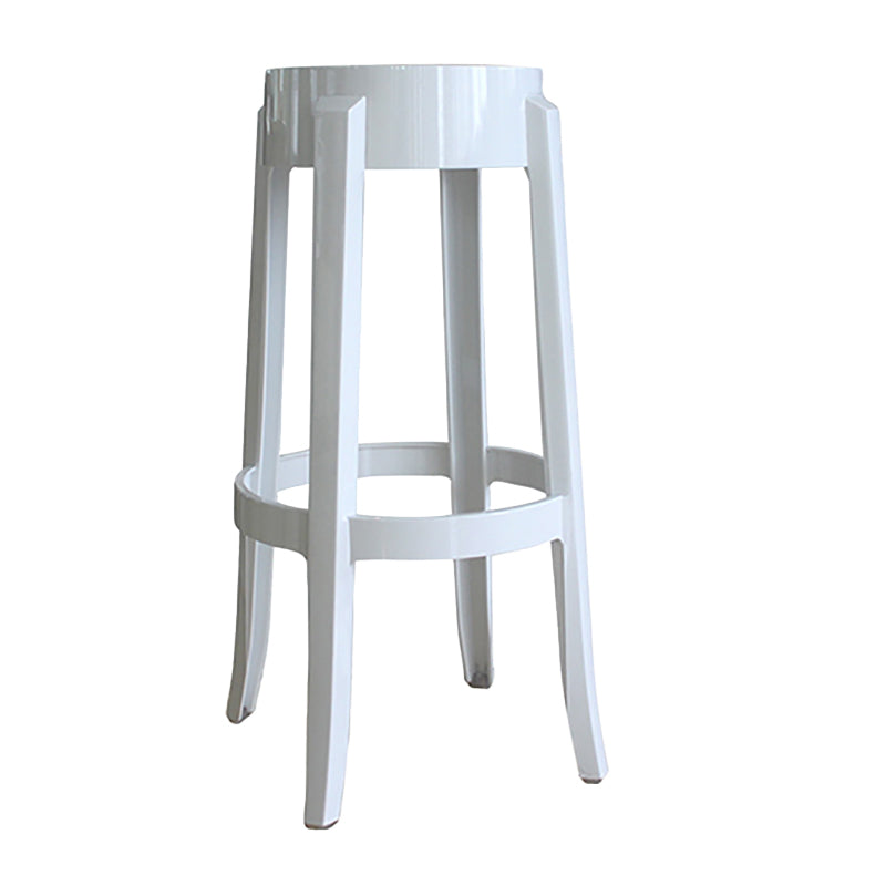 Modern Armless Stackable Counter Stool Plastic Living Room Bar Stool with Plastic Seat White 1 Piece Clearhalo 'Bar Furniture' 'Bar Stools' 'bar_stools' 'furn' 'furn_bar_stools' 'furniture_bar_stools' 'Kitchen & Dining Furniture' 'kitchen&dining_furn' 'kitchen' 'kitchen_furn' Furniture' 4664312