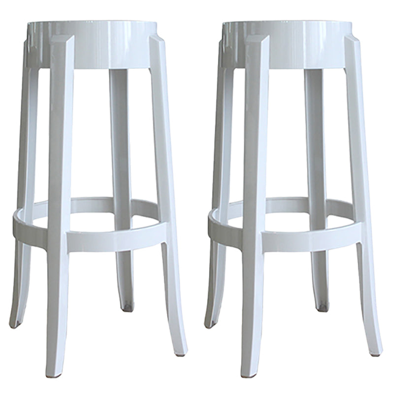 Modern Armless Stackable Counter Stool Plastic Living Room Bar Stool with Plastic Seat White 2 Piece Set Clearhalo 'Bar Furniture' 'Bar Stools' 'bar_stools' 'furn' 'furn_bar_stools' 'furniture_bar_stools' 'Kitchen & Dining Furniture' 'kitchen&dining_furn' 'kitchen' 'kitchen_furn' Furniture' 4664314