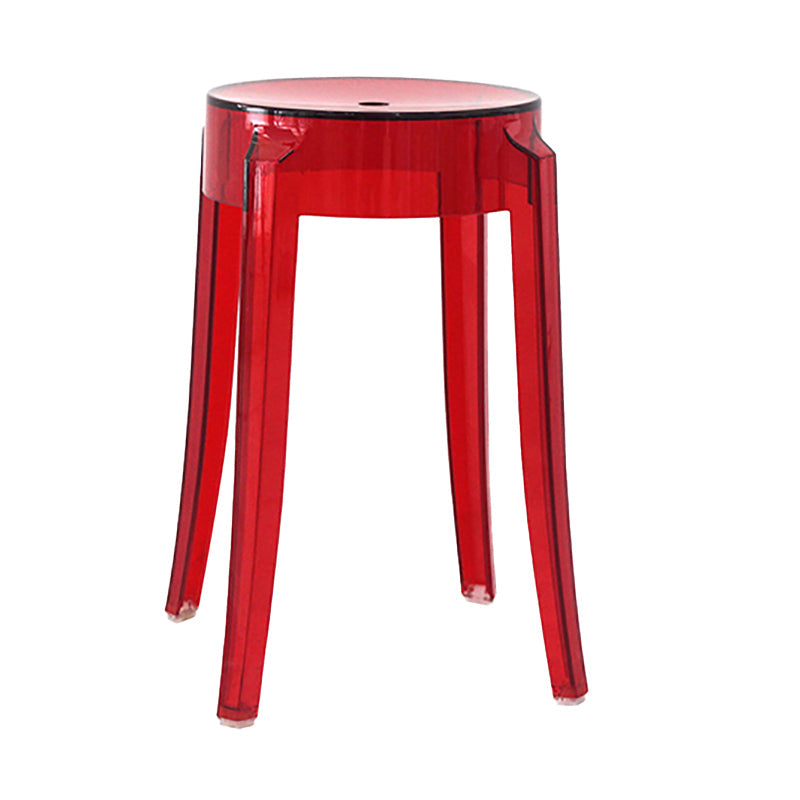 Modern Armless Stackable Counter Stool Plastic Living Room Bar Stool with Plastic Seat Red 1 Piece Clearhalo 'Bar Furniture' 'Bar Stools' 'bar_stools' 'furn' 'furn_bar_stools' 'furniture_bar_stools' 'Kitchen & Dining Furniture' 'kitchen&dining_furn' 'kitchen' 'kitchen_furn' Furniture' 4664318