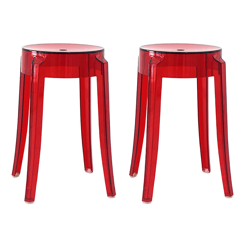 Modern Armless Stackable Counter Stool Plastic Living Room Bar Stool with Plastic Seat Red 2 Piece Set Clearhalo 'Bar Furniture' 'Bar Stools' 'bar_stools' 'furn' 'furn_bar_stools' 'furniture_bar_stools' 'Kitchen & Dining Furniture' 'kitchen&dining_furn' 'kitchen' 'kitchen_furn' Furniture' 4664319