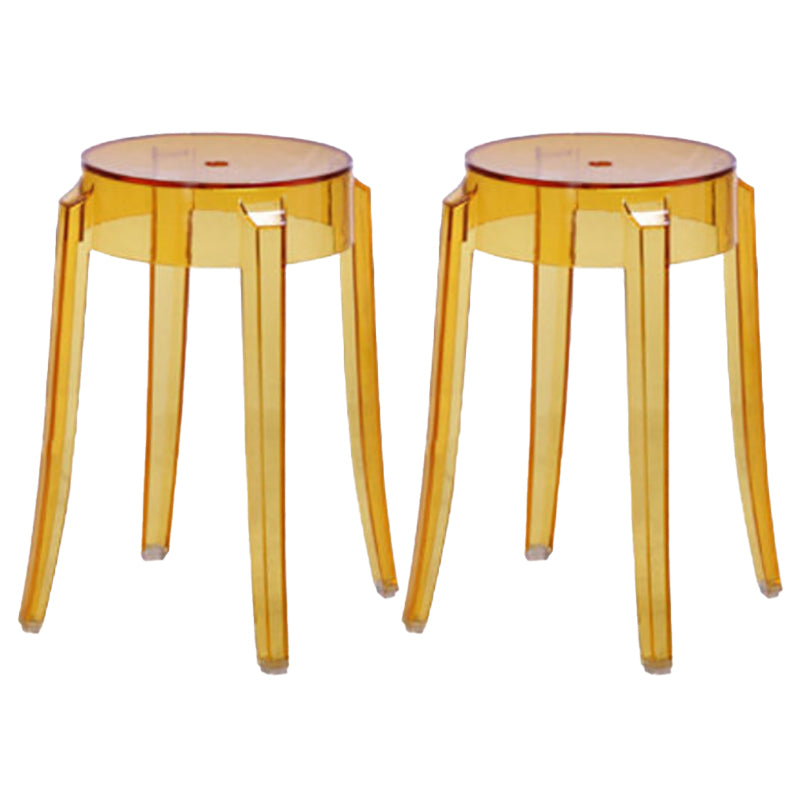Modern Armless Stackable Counter Stool Plastic Living Room Bar Stool with Plastic Seat Yellow 2 Piece Set Clearhalo 'Bar Furniture' 'Bar Stools' 'bar_stools' 'furn' 'furn_bar_stools' 'furniture_bar_stools' 'Kitchen & Dining Furniture' 'kitchen&dining_furn' 'kitchen' 'kitchen_furn' Furniture' 4664325