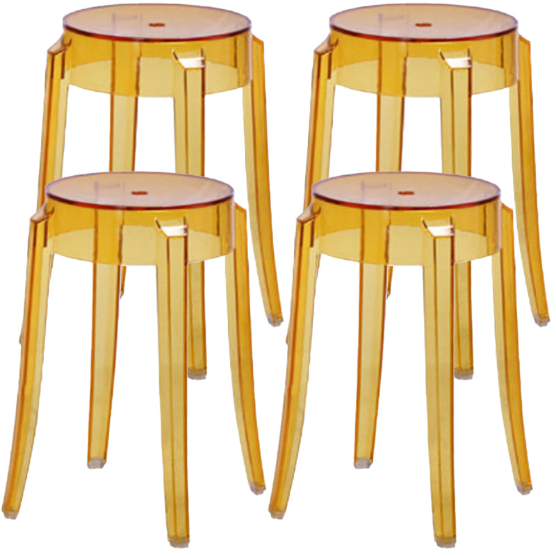 Modern Armless Stackable Counter Stool Plastic Living Room Bar Stool with Plastic Seat Yellow 4 Piece Set Clearhalo 'Bar Furniture' 'Bar Stools' 'bar_stools' 'furn' 'furn_bar_stools' 'furniture_bar_stools' 'Kitchen & Dining Furniture' 'kitchen&dining_furn' 'kitchen' 'kitchen_furn' Furniture' 4664327