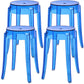 Modern Armless Stackable Counter Stool Plastic Living Room Bar Stool with Plastic Seat Blue 4 Piece Set Clearhalo 'Bar Furniture' 'Bar Stools' 'bar_stools' 'furn' 'furn_bar_stools' 'furniture_bar_stools' 'Kitchen & Dining Furniture' 'kitchen&dining_furn' 'kitchen' 'kitchen_furn' Furniture' 4664333