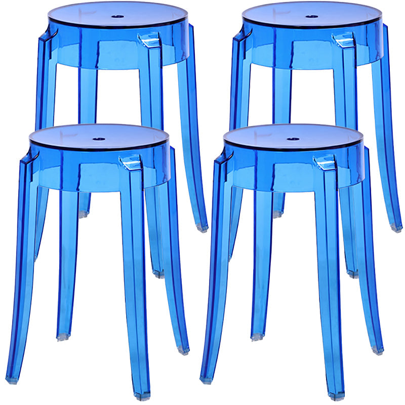 Modern Armless Stackable Counter Stool Plastic Living Room Bar Stool with Plastic Seat Blue 4 Piece Set Clearhalo 'Bar Furniture' 'Bar Stools' 'bar_stools' 'furn' 'furn_bar_stools' 'furniture_bar_stools' 'Kitchen & Dining Furniture' 'kitchen&dining_furn' 'kitchen' 'kitchen_furn' Furniture' 4664333