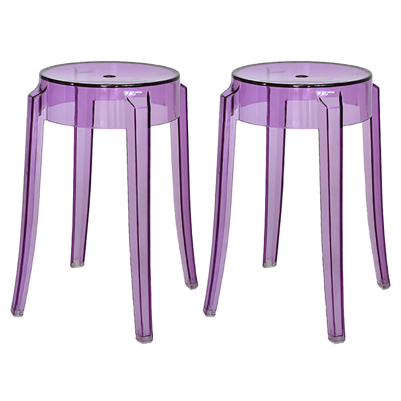 Modern Armless Stackable Counter Stool Plastic Living Room Bar Stool with Plastic Seat Purple 2 Piece Set Clearhalo 'Bar Furniture' 'Bar Stools' 'bar_stools' 'furn' 'furn_bar_stools' 'furniture_bar_stools' 'Kitchen & Dining Furniture' 'kitchen&dining_furn' 'kitchen' 'kitchen_furn' Furniture' 4664336