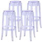 Modern Armless Stackable Counter Stool Plastic Living Room Bar Stool with Plastic Seat Clear 4 Piece Set Clearhalo 'Bar Furniture' 'Bar Stools' 'bar_stools' 'furn' 'furn_bar_stools' 'furniture_bar_stools' 'Kitchen & Dining Furniture' 'kitchen&dining_furn' 'kitchen' 'kitchen_furn' Furniture' 4664340