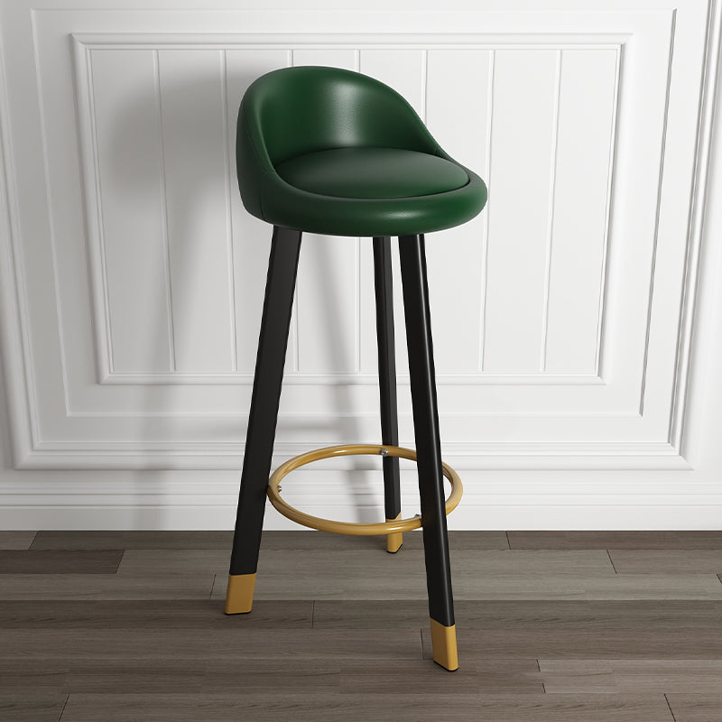 Scandinavian Style Bar-stool with Steel Legs Single Counter Stool for Kitchen Bar Blackish Green Black Clearhalo 'Bar Furniture' 'Bar Stools' 'bar_stools' 'furn' 'furn_bar_stools' 'furniture_bar_stools' 'Kitchen & Dining Furniture' 'kitchen&dining_furn' 'kitchen' 'kitchen_furn' Furniture' 4664351