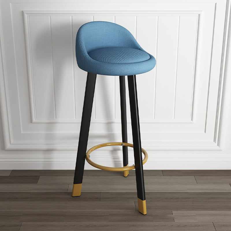 Scandinavian Style Bar-stool with Steel Legs Single Counter Stool for Kitchen Bar Lake Blue Black Clearhalo 'Bar Furniture' 'Bar Stools' 'bar_stools' 'furn' 'furn_bar_stools' 'furniture_bar_stools' 'Kitchen & Dining Furniture' 'kitchen&dining_furn' 'kitchen' 'kitchen_furn' Furniture' 4664363