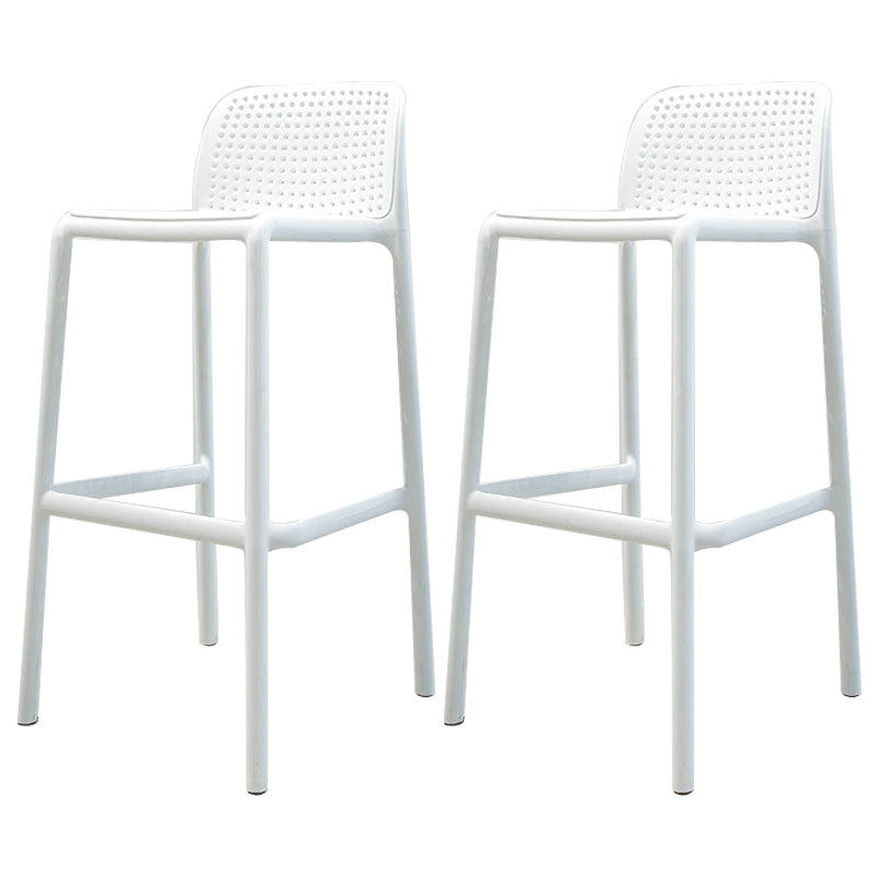 Modern Armless Backrest Counter Stool Plastic Bedroom Bar Stool with Plastic Seat White 2 Piece Set Clearhalo 'Bar Furniture' 'Bar Stools' 'bar_stools' 'furn' 'furn_bar_stools' 'furniture_bar_stools' 'Kitchen & Dining Furniture' 'kitchen&dining_furn' 'kitchen' 'kitchen_furn' Furniture' 4664387