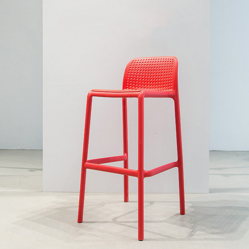 Modern Armless Backrest Counter Stool Plastic Bedroom Bar Stool with Plastic Seat Red 1 Piece Clearhalo 'Bar Furniture' 'Bar Stools' 'bar_stools' 'furn' 'furn_bar_stools' 'furniture_bar_stools' 'Kitchen & Dining Furniture' 'kitchen&dining_furn' 'kitchen' 'kitchen_furn' Furniture' 4664392