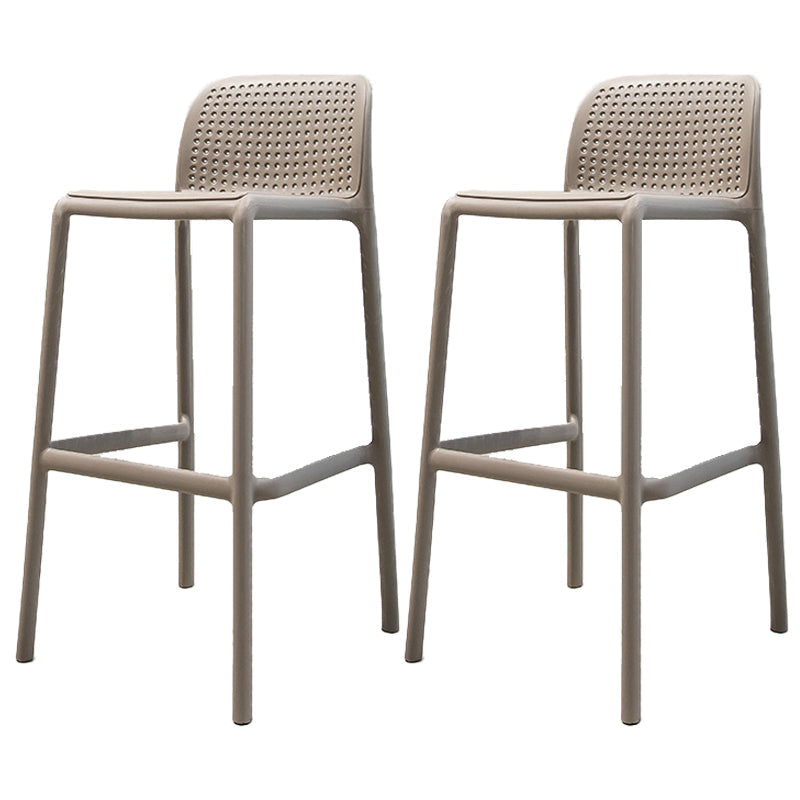Modern Armless Backrest Counter Stool Plastic Bedroom Bar Stool with Plastic Seat Brown 2 Piece Set Clearhalo 'Bar Furniture' 'Bar Stools' 'bar_stools' 'furn' 'furn_bar_stools' 'furniture_bar_stools' 'Kitchen & Dining Furniture' 'kitchen&dining_furn' 'kitchen' 'kitchen_furn' Furniture' 4664397