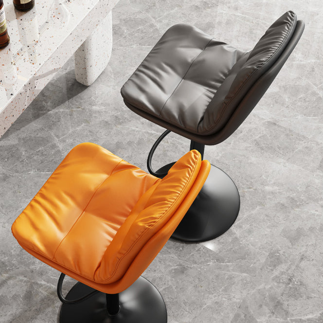 Modern Leather Adjustable Height Barstool Indoor Bar Stool with Iron Legs and Low Back Clearhalo 'Bar Furniture' 'Bar Stools' 'bar_stools' 'furn' 'furn_bar_stools' 'furniture_bar_stools' 'Kitchen & Dining Furniture' 'kitchen&dining_furn' 'kitchen' 'kitchen_furn' Furniture' 4664410