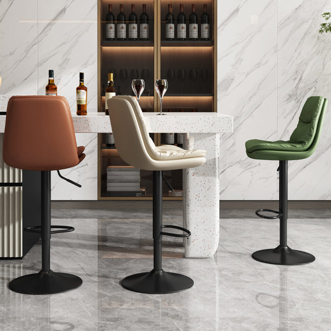 Modern Leather Adjustable Height Barstool Indoor Bar Stool with Iron Legs and Low Back Clearhalo 'Bar Furniture' 'Bar Stools' 'bar_stools' 'furn' 'furn_bar_stools' 'furniture_bar_stools' 'Kitchen & Dining Furniture' 'kitchen&dining_furn' 'kitchen' 'kitchen_furn' Furniture' 4664425