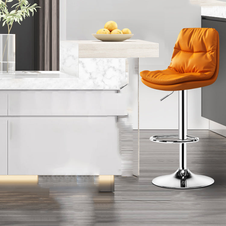 Modern Leather Adjustable Height Barstool Indoor Bar Stool with Iron Legs and Low Back Clearhalo 'Bar Furniture' 'Bar Stools' 'bar_stools' 'furn' 'furn_bar_stools' 'furniture_bar_stools' 'Kitchen & Dining Furniture' 'kitchen&dining_furn' 'kitchen' 'kitchen_furn' Furniture' 4664430