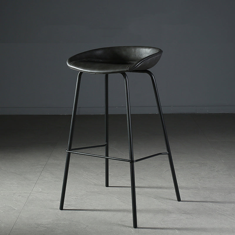 Industrial Style Bar-stool with Iron Legs Bucket Seat for Kitchen Bar Grey 1 Piece Clearhalo 'Bar Furniture' 'Bar Stools' 'bar_stools' 'furn' 'furn_bar_stools' 'furniture_bar_stools' 'Kitchen & Dining Furniture' 'kitchen&dining_furn' 'kitchen' 'kitchen_furn' Furniture' 4664434