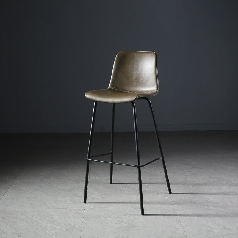 Industrial Style Bar-stool with Iron Legs Bucket Seat for Kitchen Bar Khaki 1 Piece Clearhalo 'Bar Furniture' 'Bar Stools' 'bar_stools' 'furn' 'furn_bar_stools' 'furniture_bar_stools' 'Kitchen & Dining Furniture' 'kitchen&dining_furn' 'kitchen' 'kitchen_furn' Furniture' 4664452