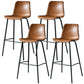 Industrial Style Bar-stool with Iron Legs Bucket Seat for Kitchen Bar Dark Brown 4 Piece Set Clearhalo 'Bar Furniture' 'Bar Stools' 'bar_stools' 'furn' 'furn_bar_stools' 'furniture_bar_stools' 'Kitchen & Dining Furniture' 'kitchen&dining_furn' 'kitchen' 'kitchen_furn' Furniture' 4664457