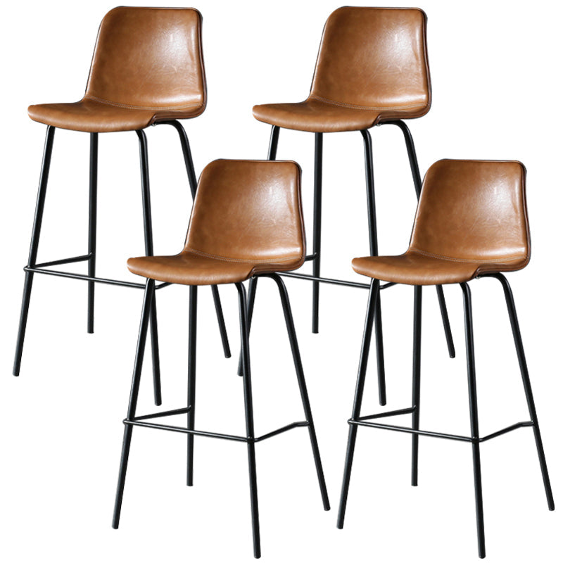 Industrial Style Bar-stool with Iron Legs Bucket Seat for Kitchen Bar Dark Brown 4 Piece Set Clearhalo 'Bar Furniture' 'Bar Stools' 'bar_stools' 'furn' 'furn_bar_stools' 'furniture_bar_stools' 'Kitchen & Dining Furniture' 'kitchen&dining_furn' 'kitchen' 'kitchen_furn' Furniture' 4664457