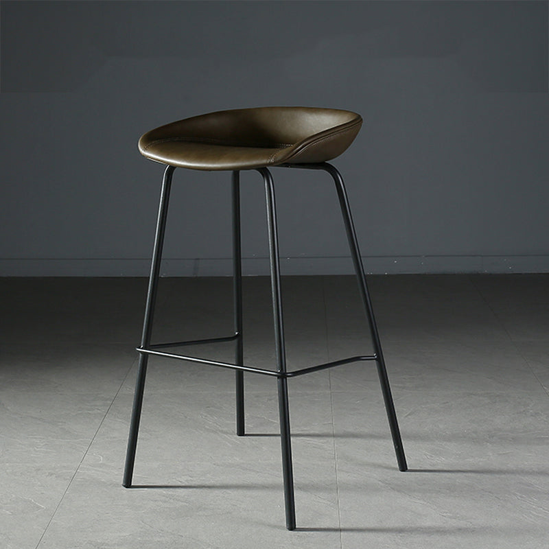 Industrial Style Bar-stool with Iron Legs Bucket Seat for Kitchen Bar Dark Khaki 1 Piece Clearhalo 'Bar Furniture' 'Bar Stools' 'bar_stools' 'furn' 'furn_bar_stools' 'furniture_bar_stools' 'Kitchen & Dining Furniture' 'kitchen&dining_furn' 'kitchen' 'kitchen_furn' Furniture' 4664458