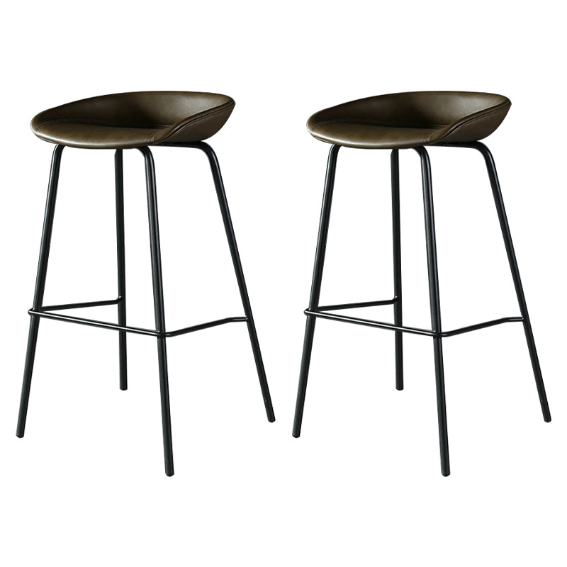 Industrial Style Bar-stool with Iron Legs Bucket Seat for Kitchen Bar Dark Khaki 2 Piece Set Clearhalo 'Bar Furniture' 'Bar Stools' 'bar_stools' 'furn' 'furn_bar_stools' 'furniture_bar_stools' 'Kitchen & Dining Furniture' 'kitchen&dining_furn' 'kitchen' 'kitchen_furn' Furniture' 4664459
