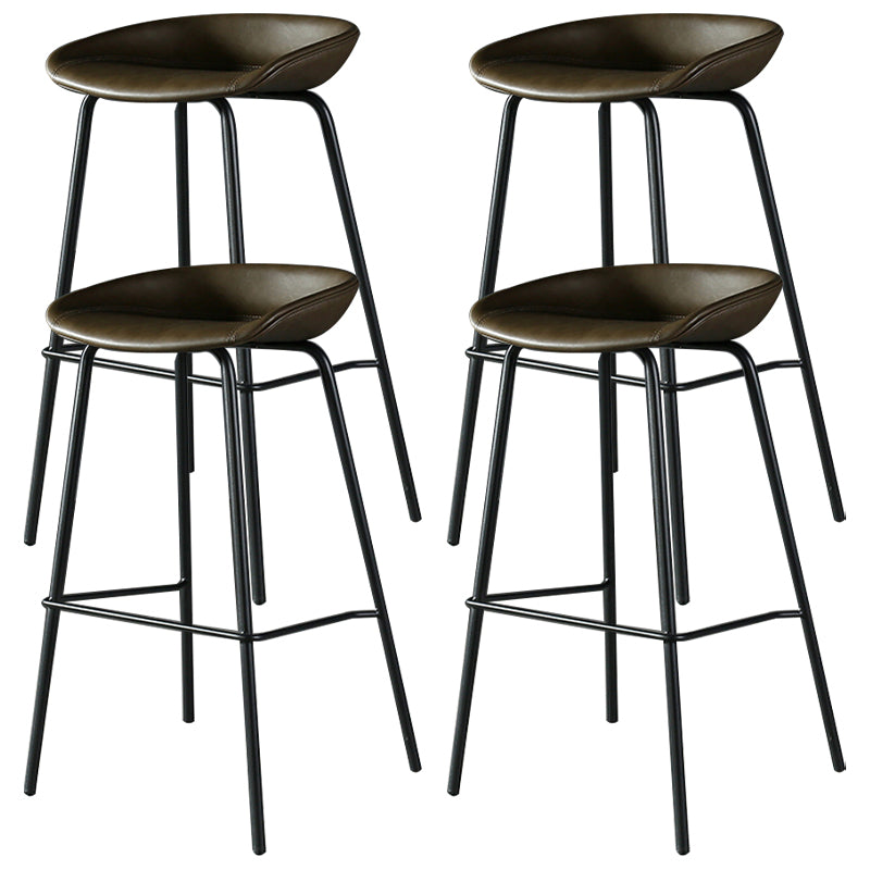 Industrial Style Bar-stool with Iron Legs Bucket Seat for Kitchen Bar Dark Khaki 4 Piece Set Clearhalo 'Bar Furniture' 'Bar Stools' 'bar_stools' 'furn' 'furn_bar_stools' 'furniture_bar_stools' 'Kitchen & Dining Furniture' 'kitchen&dining_furn' 'kitchen' 'kitchen_furn' Furniture' 4664460