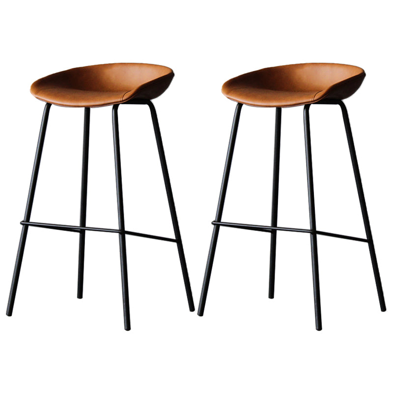Industrial Style Bar-stool with Iron Legs Bucket Seat for Kitchen Bar Brown 2 Piece Set Clearhalo 'Bar Furniture' 'Bar Stools' 'bar_stools' 'furn' 'furn_bar_stools' 'furniture_bar_stools' 'Kitchen & Dining Furniture' 'kitchen&dining_furn' 'kitchen' 'kitchen_furn' Furniture' 4664465
