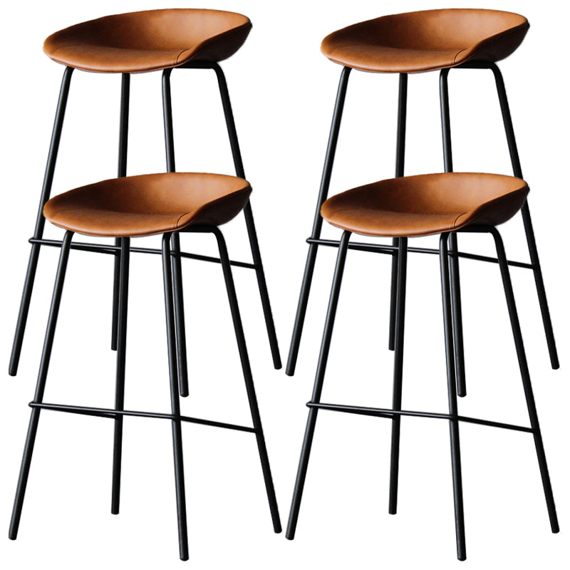 Industrial Style Bar-stool with Iron Legs Bucket Seat for Kitchen Bar Brown 4 Piece Set Clearhalo 'Bar Furniture' 'Bar Stools' 'bar_stools' 'furn' 'furn_bar_stools' 'furniture_bar_stools' 'Kitchen & Dining Furniture' 'kitchen&dining_furn' 'kitchen' 'kitchen_furn' Furniture' 4664466