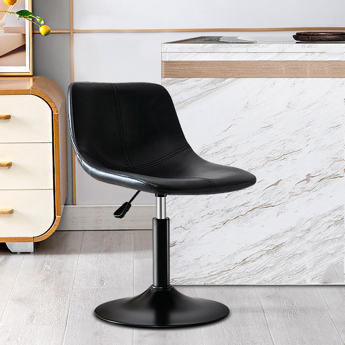 Modern Rotatable Backrest Counter Stool Steel Study Bar Stool with Leather Cushion Textured Black 1 Piece Clearhalo 'Bar Furniture' 'Bar Stools' 'bar_stools' 'furn' 'furn_bar_stools' 'furniture_bar_stools' 'Kitchen & Dining Furniture' 'kitchen&dining_furn' 'kitchen' 'kitchen_furn' Furniture' 4664474