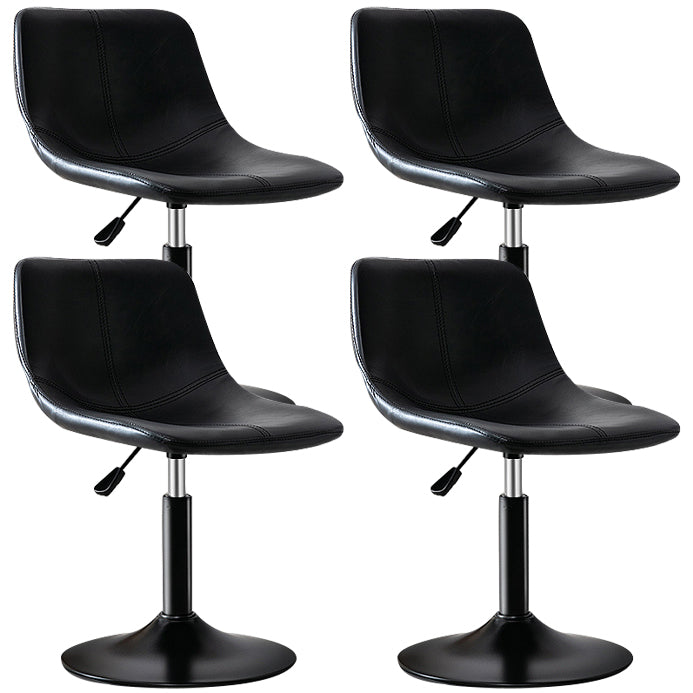 Modern Rotatable Backrest Counter Stool Steel Study Bar Stool with Leather Cushion Textured Black 4 Piece Set Clearhalo 'Bar Furniture' 'Bar Stools' 'bar_stools' 'furn' 'furn_bar_stools' 'furniture_bar_stools' 'Kitchen & Dining Furniture' 'kitchen&dining_furn' 'kitchen' 'kitchen_furn' Furniture' 4664477