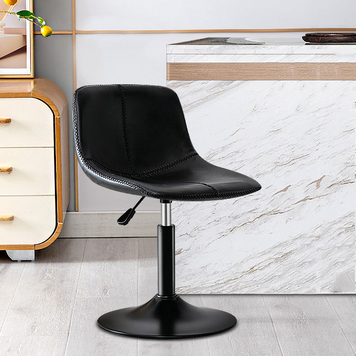 Modern Rotatable Backrest Counter Stool Steel Study Bar Stool with Leather Cushion Matte Black 1 Piece Clearhalo 'Bar Furniture' 'Bar Stools' 'bar_stools' 'furn' 'furn_bar_stools' 'furniture_bar_stools' 'Kitchen & Dining Furniture' 'kitchen&dining_furn' 'kitchen' 'kitchen_furn' Furniture' 4664479
