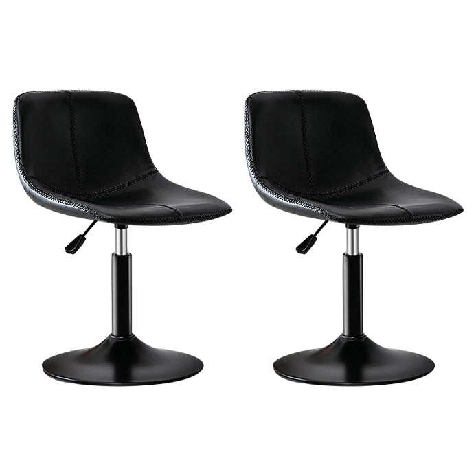 Modern Rotatable Backrest Counter Stool Steel Study Bar Stool with Leather Cushion Matte Black 2 Piece Set Clearhalo 'Bar Furniture' 'Bar Stools' 'bar_stools' 'furn' 'furn_bar_stools' 'furniture_bar_stools' 'Kitchen & Dining Furniture' 'kitchen&dining_furn' 'kitchen' 'kitchen_furn' Furniture' 4664482