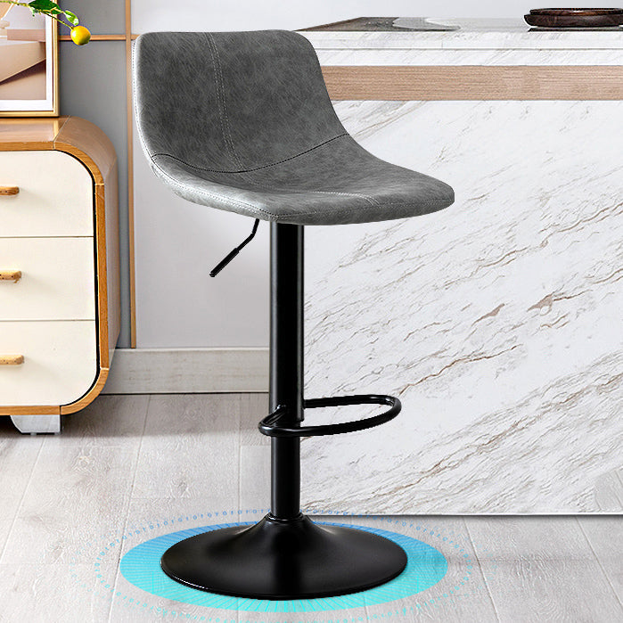 Modern Rotatable Backrest Counter Stool Steel Study Bar Stool with Leather Cushion Grey 1 Piece Clearhalo 'Bar Furniture' 'Bar Stools' 'bar_stools' 'furn' 'furn_bar_stools' 'furniture_bar_stools' 'Kitchen & Dining Furniture' 'kitchen&dining_furn' 'kitchen' 'kitchen_furn' Furniture' 4664485