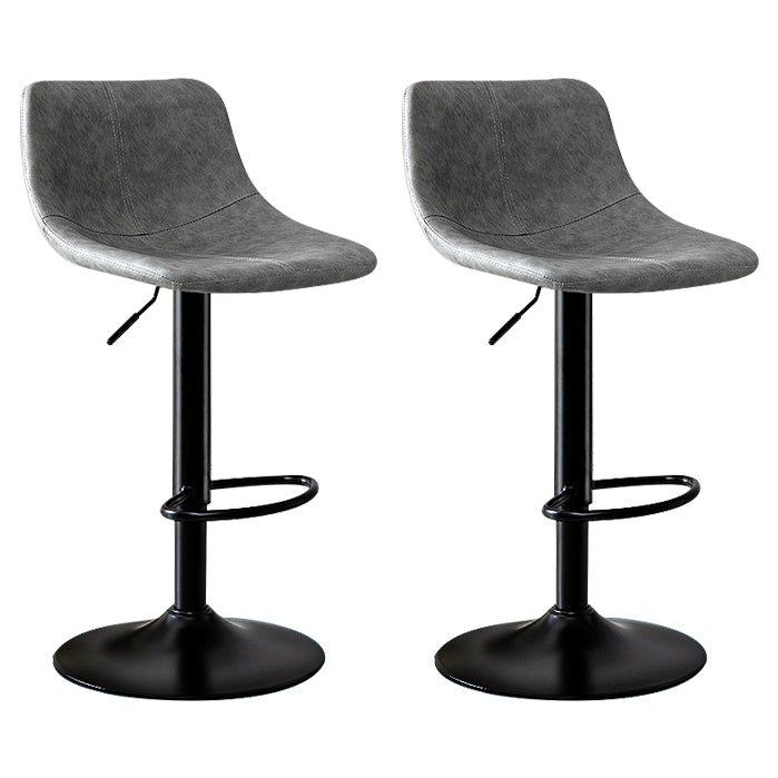 Modern Rotatable Backrest Counter Stool Steel Study Bar Stool with Leather Cushion Grey 2 Piece Set Clearhalo 'Bar Furniture' 'Bar Stools' 'bar_stools' 'furn' 'furn_bar_stools' 'furniture_bar_stools' 'Kitchen & Dining Furniture' 'kitchen&dining_furn' 'kitchen' 'kitchen_furn' Furniture' 4664488