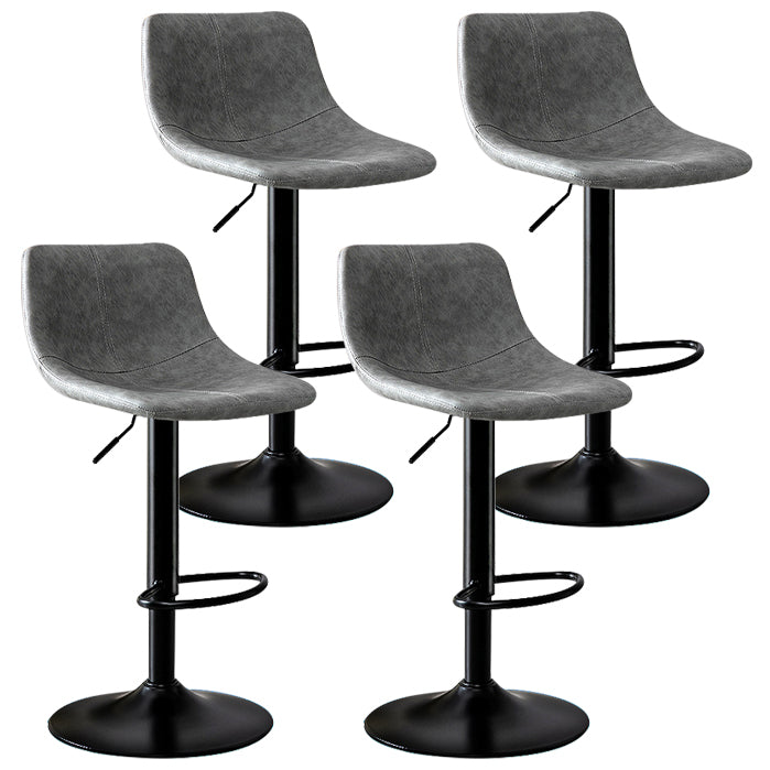 Modern Rotatable Backrest Counter Stool Steel Study Bar Stool with Leather Cushion Grey 4 Piece Set Clearhalo 'Bar Furniture' 'Bar Stools' 'bar_stools' 'furn' 'furn_bar_stools' 'furniture_bar_stools' 'Kitchen & Dining Furniture' 'kitchen&dining_furn' 'kitchen' 'kitchen_furn' Furniture' 4664490